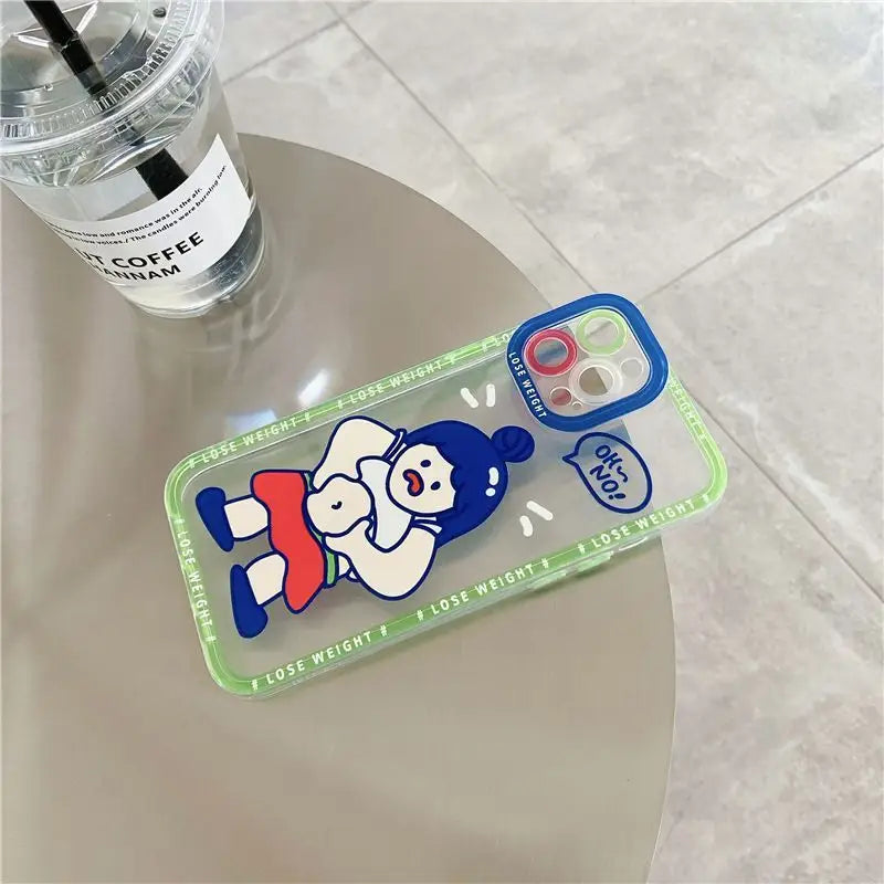 Cartoon Transparent Phone Case - iPhone 13 Pro Max / 13 Pro / 13 / 13 mini / 12 Pro Max / 12 Pro / 12 / 12 mini / 11 Pro Max / 11 Pro / 11 / SE / XS Max / XS / XR / X / SE 2 / 8 / 8 Plus / 7 / 7 Plus-11