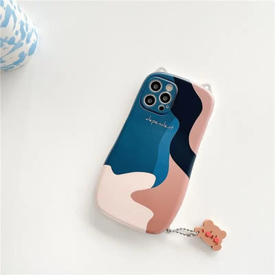 Cat Ear Color Block Phone Case - iPhone 13 Pro Max / 13 Pro / 13 / 12 Pro Max / 12 Pro / 12 / 11 Pro Max / 11 Pro / 11 / XS Max / XR / XS / X / 8 Plus / 7 Plus / Huawei-9