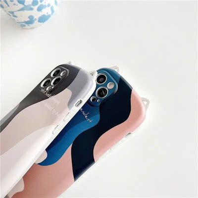 Cat Ear Color Block Phone Case - iPhone 13 Pro Max / 13 Pro / 13 / 12 Pro Max / 12 Pro / 12 / 11 Pro Max / 11 Pro / 11 / XS Max / XR / XS / X / 8 Plus / 7 Plus / Huawei-8