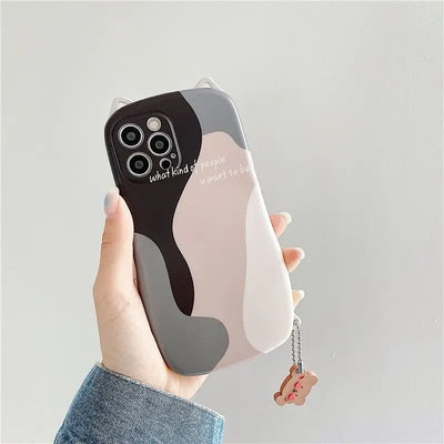 Cat Ear Color Block Phone Case - iPhone 13 Pro Max / 13 Pro / 13 / 12 Pro Max / 12 Pro / 12 / 11 Pro Max / 11 Pro / 11 / XS Max / XR / XS / X / 8 Plus / 7 Plus / Huawei-6