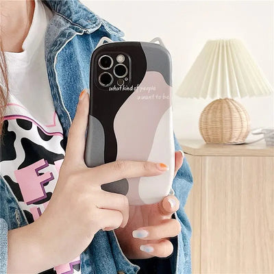 Cat Ear Color Block Phone Case - iPhone 13 Pro Max / 13 Pro / 13 / 12 Pro Max / 12 Pro / 12 / 11 Pro Max / 11 Pro / 11 / XS Max / XR / XS / X / 8 Plus / 7 Plus / Huawei-3