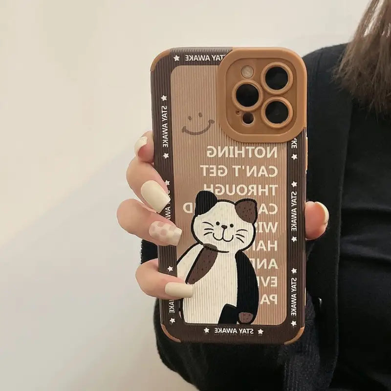 Cat Lettering Phone Case - iPhone 13 Pro Max / 13 Pro / 13 / 13 mini / 12 Pro Max / 12 Pro / 12 / 12 mini / 11 Pro Max / 11 Pro / 11 / SE / XS Max / XS / XR / X / SE 2 / 8 / 8 Plus / 7 / 7 Plus-13