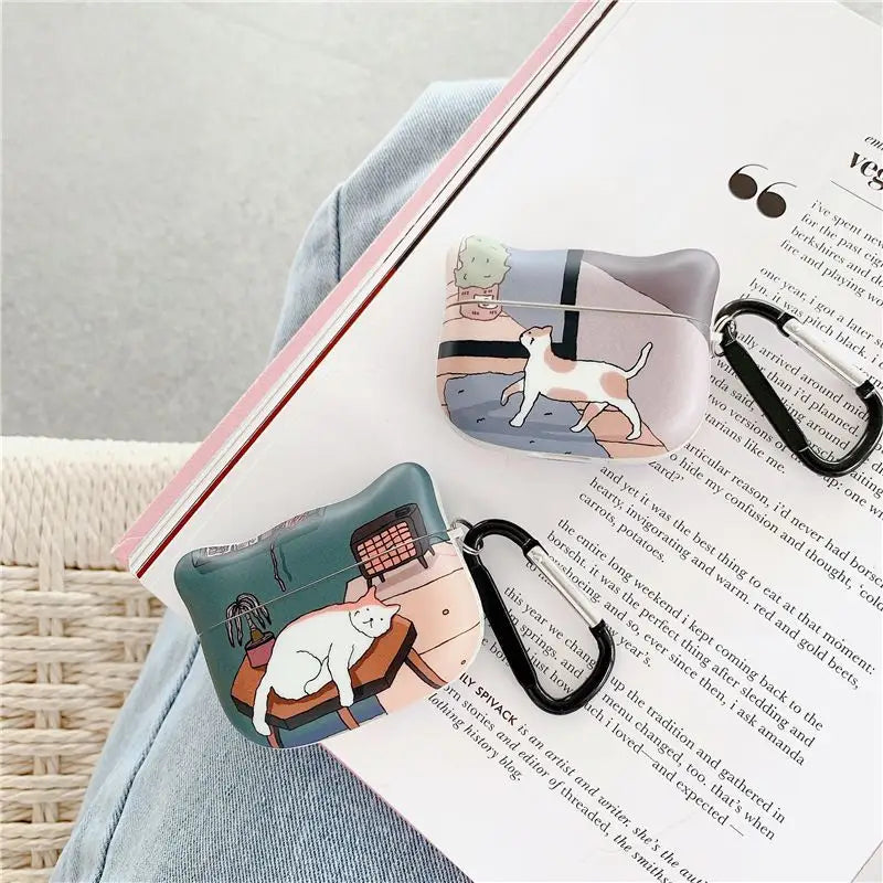 Cat Print AirPods Earphone Case Skin - Mobile Cases & 