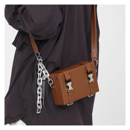 Chain Strap Buckled Box Crossbody Bag KC12 - Messenger Bags