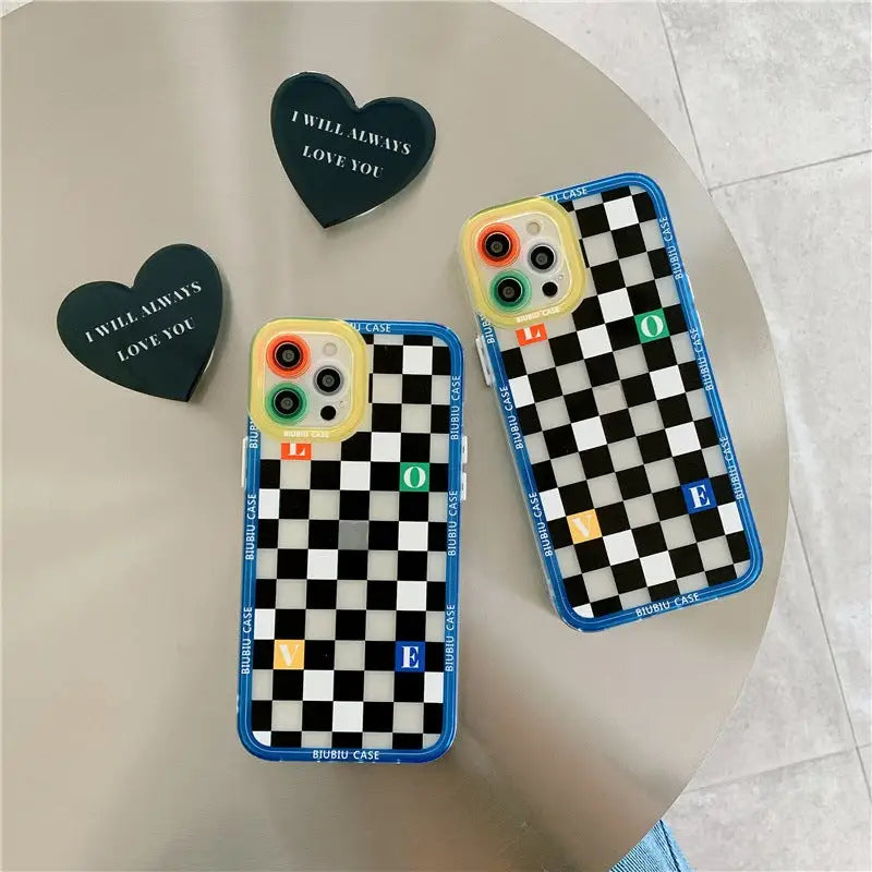 Checkerboard With Black Heart Holder iPhone Case BP288 - 