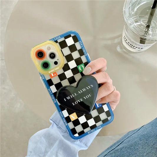 Checkerboard With Black Heart Holder iPhone Case BP288 - 