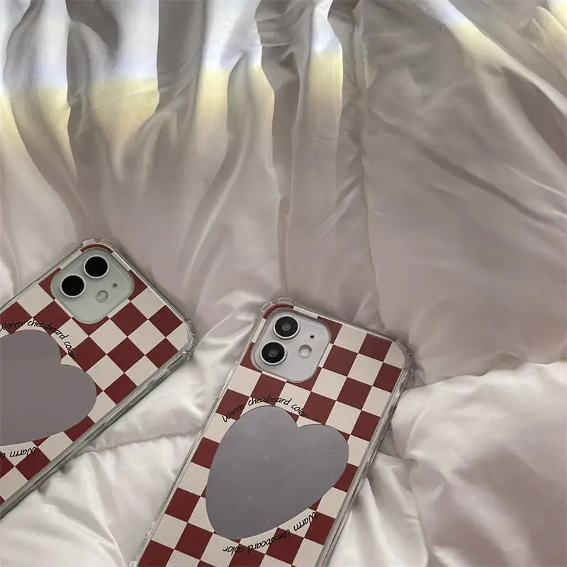 Checkerboard With Heart Mirror iPhone Case BP285 - iphone 