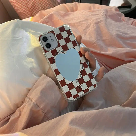 Checkerboard With Heart Mirror iPhone Case BP285 - iphone 