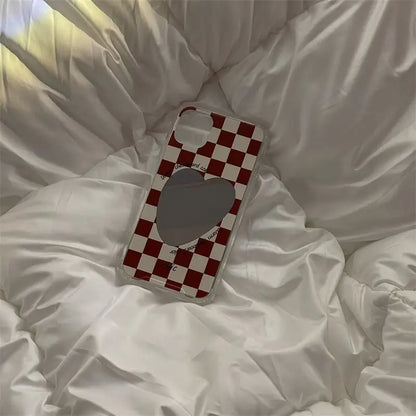 Checkerboard With Heart Mirror iPhone Case BP285 - iphone 