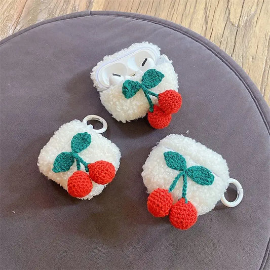 Chenille Knit Cherry AirPods Earphone Case Skin-1