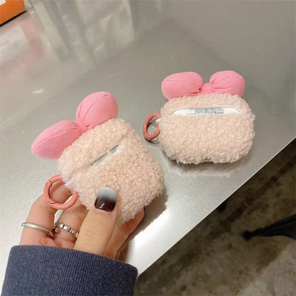 Chenille Pink Bow AirPods Earphone Case Skin-3