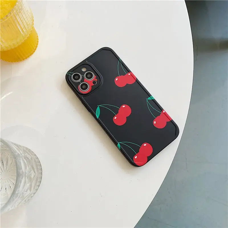 Cherries Printing Black iPhone Case BP320 - iphone case