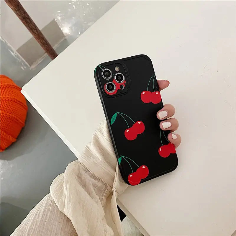 Cherries Printing Black iPhone Case BP320 - iphone case