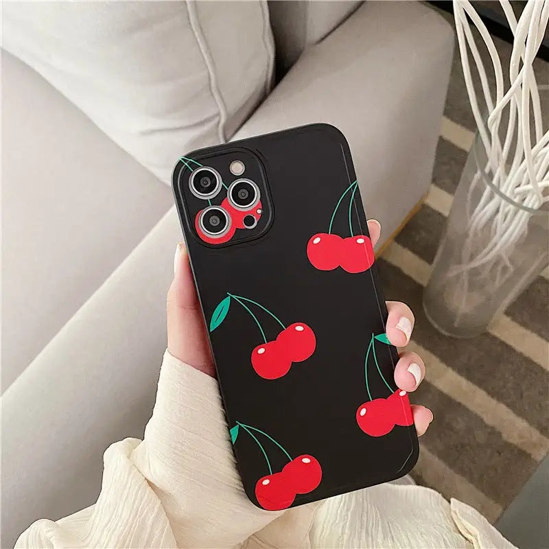 Cherries Printing Black iPhone Case BP320 - iphone case