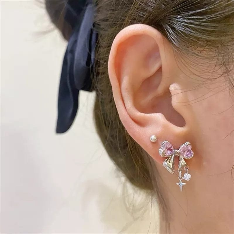 Crystal Bow Earrings Wonderland Case