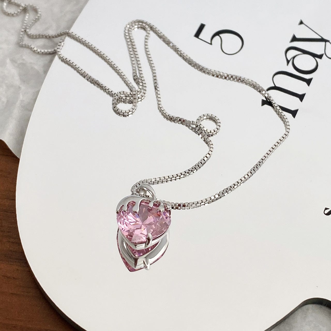 Gold Pink Tourmaline Heart Necklace - Bezel Set | Sarah Elise Jewelry