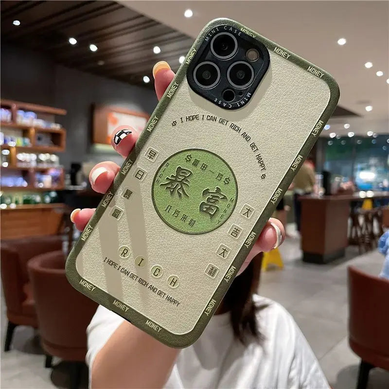 Chinese Character Print Phone Case - iPhone 13 Pro Max / 13 Pro / 13 / 12 Pro Max / 12 Pro / 12 / 11 Pro Max / 11 Pro / 11 / XS Max / XR / XS / X / 8 Plus / 7 Plus-3