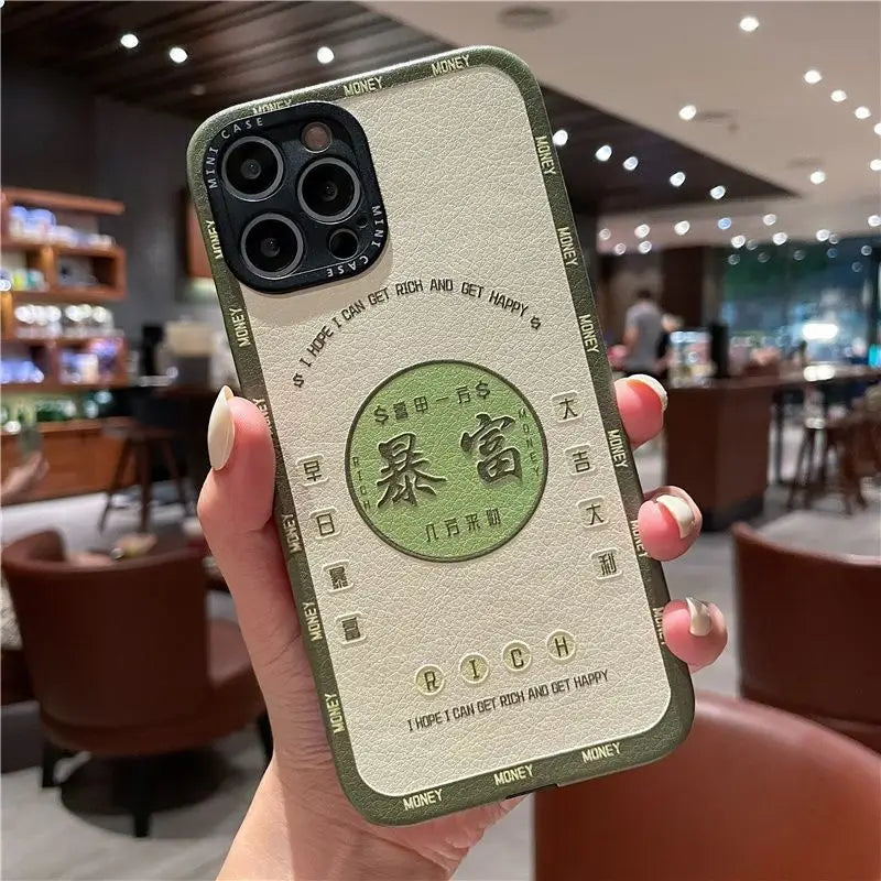 Chinese Character Print Phone Case - iPhone 13 Pro Max / 13 Pro / 13 / 12 Pro Max / 12 Pro / 12 / 11 Pro Max / 11 Pro / 11 / XS Max / XR / XS / X / 8 Plus / 7 Plus-11