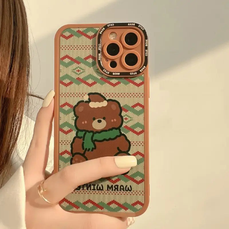 Christmas Bear Phone Case - iPhone 13 Pro Max / 13 Pro / 13 / 13 mini / 12 Pro Max / 12 Pro / 12 / 12 mini / 11 Pro Max / 11 Pro / 11 / SE / XS Max / XS / XR / X / SE 2 / 8 / 8 Plus / 7 / 7 Plus-1