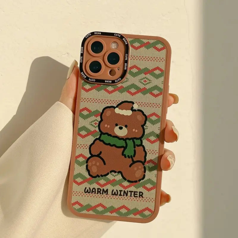 Christmas Bear Phone Case - iPhone 13 Pro Max / 13 Pro / 13 / 13 mini / 12 Pro Max / 12 Pro / 12 / 12 mini / 11 Pro Max / 11 Pro / 11 / SE / XS Max / XS / XR / X / SE 2 / 8 / 8 Plus / 7 / 7 Plus-4