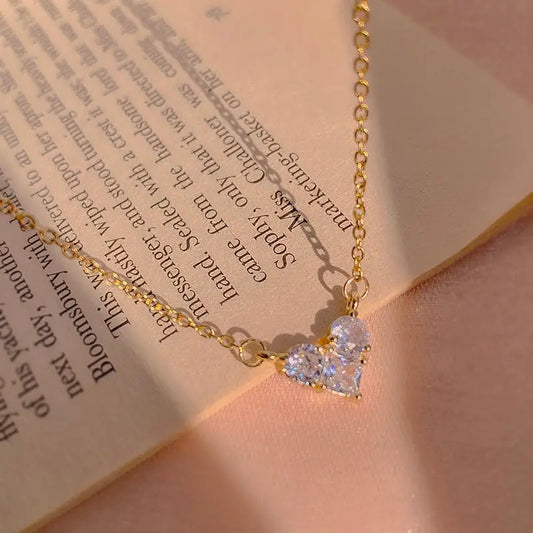 Clear Chéri Heart 925 Necklace W345 - Loving Heart zircon 