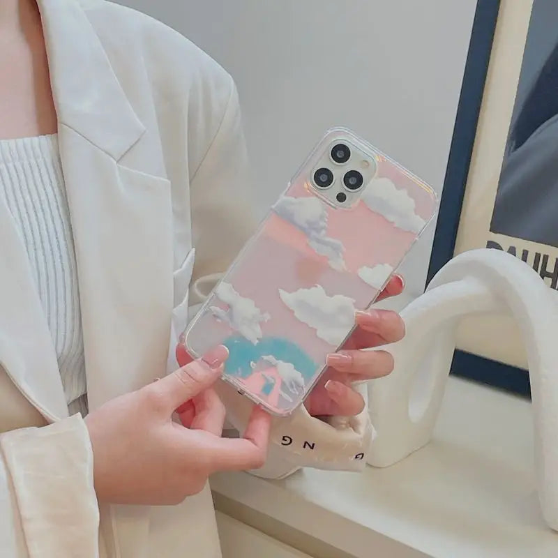 Cloud Holographic Transparent Phone Case - iPhone 12 Pro Max / 12 Pro / 12 / 12 mini / 11 Pro Max / 11 Pro / 11 / SE / XS Max / XS / XR / X / SE 2 / 8 / 8 Plus / 7 / 7 Plus-7