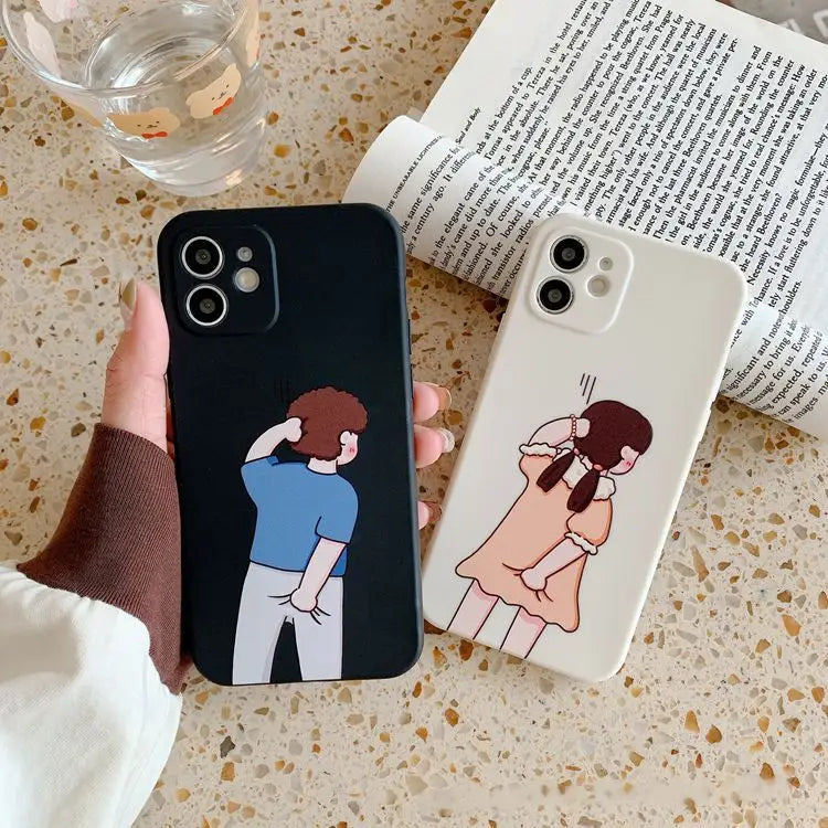 Couple Matching Cartoon Phone Case - iPhone 13 Pro Max / 13 Pro / 13 / 13 mini / 12 Pro Max / 12 Pro / 12 / 12 mini / 11 Pro Max / 11 Pro / 11 / SE / XS Max / XS / XR / X / SE 2 / 8 / 8 Plus / 7 / 7 Plus-46