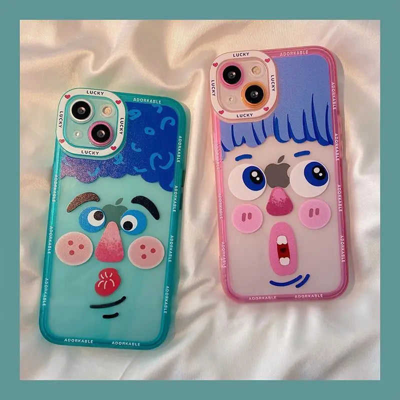 Couple Matching Cartoon Transparent Phone Case - iPhone 13 