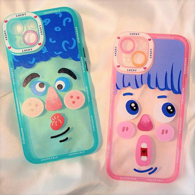 Couple Matching Cartoon Transparent Phone Case - iPhone 13 