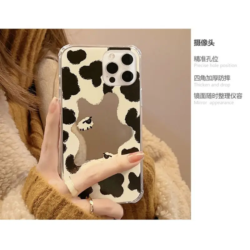 Cow Mirrored Phone Case - Iphone 7 / 8 / Se, 7 Plus / 8 Plus, X / Xs, Xs Max, Xr, 11, 11 Pro, 11 Pro Max, 12 Mini, 12, 12 Pro, 12 Pro Max, 13mini, 13, 13pro, 13pro Max-3