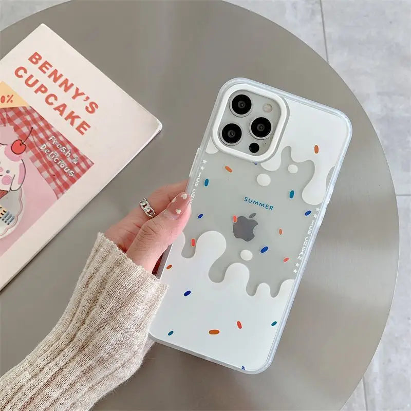 Cream Print Transparent Phone Case - iPhone 13 Pro Max / 13 Pro / 13 / 13 mini / 12 Pro Max / 12 Pro / 12 / 12 mini / 11 Pro Max / 11 Pro / 11 / SE / XS Max / XS / XR / X / SE 2 / 8 / 8 Plus / 7 / 7 Plus-5