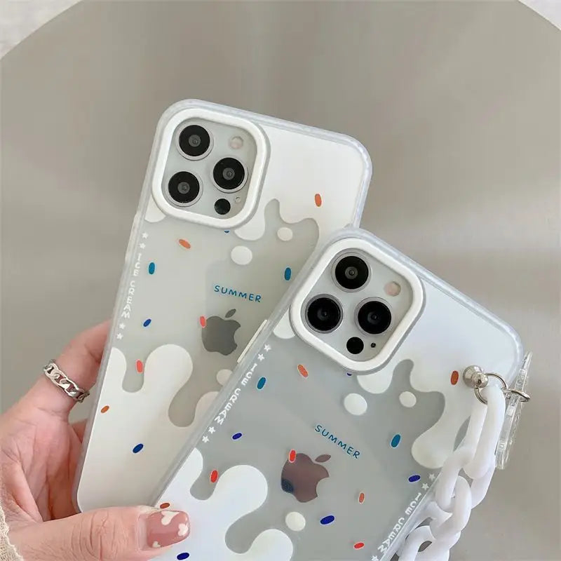 Cream Print Transparent Phone Case - iPhone 13 Pro Max / 13 Pro / 13 / 13 mini / 12 Pro Max / 12 Pro / 12 / 12 mini / 11 Pro Max / 11 Pro / 11 / SE / XS Max / XS / XR / X / SE 2 / 8 / 8 Plus / 7 / 7 Plus-6