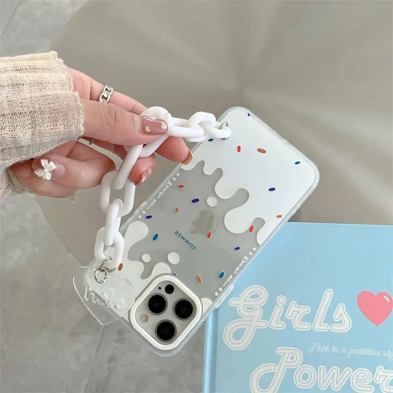 Cream Print Transparent Phone Case - iPhone 13 Pro Max / 13 Pro / 13 / 13 mini / 12 Pro Max / 12 Pro / 12 / 12 mini / 11 Pro Max / 11 Pro / 11 / SE / XS Max / XS / XR / X / SE 2 / 8 / 8 Plus / 7 / 7 Plus-4