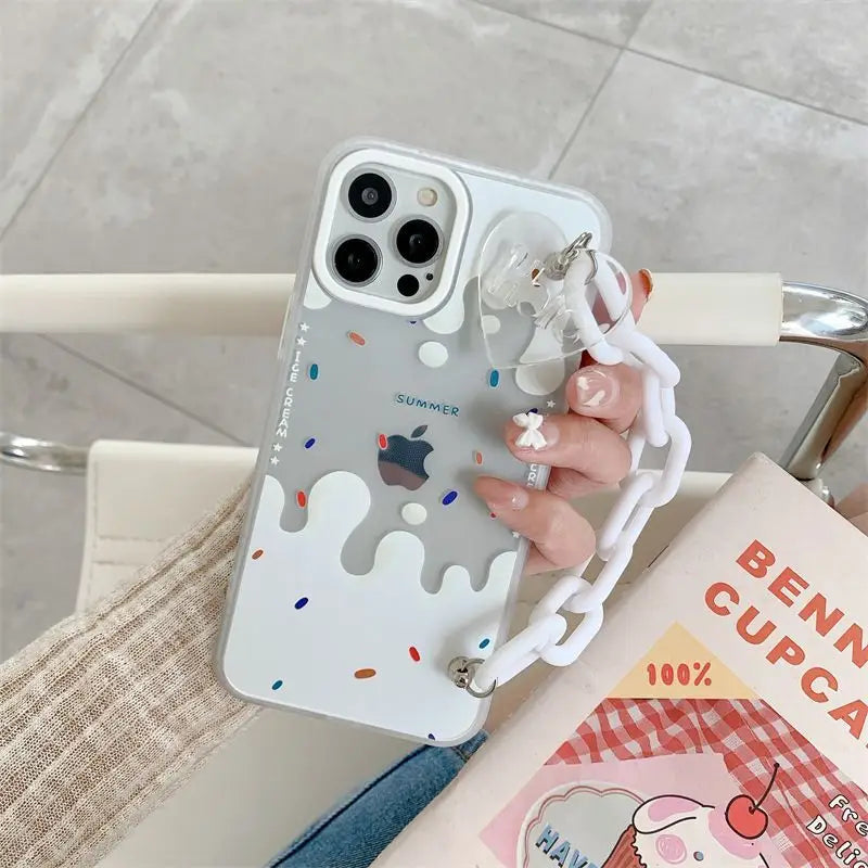 Cream Print Transparent Phone Case - iPhone 13 Pro Max / 13 Pro / 13 / 13 mini / 12 Pro Max / 12 Pro / 12 / 12 mini / 11 Pro Max / 11 Pro / 11 / SE / XS Max / XS / XR / X / SE 2 / 8 / 8 Plus / 7 / 7 Plus-12