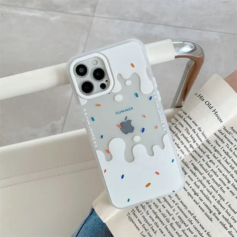 Cream Print Transparent Phone Case - iPhone 13 Pro Max / 13 Pro / 13 / 13 mini / 12 Pro Max / 12 Pro / 12 / 12 mini / 11 Pro Max / 11 Pro / 11 / SE / XS Max / XS / XR / X / SE 2 / 8 / 8 Plus / 7 / 7 Plus-2