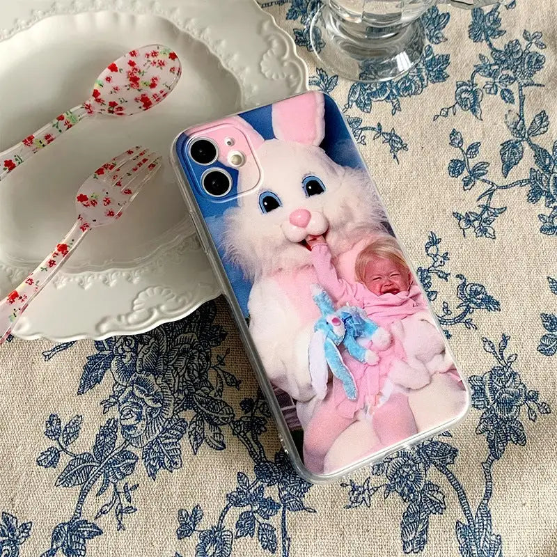 Crying Baby With Bunny iPhone Case W296 - iphone case
