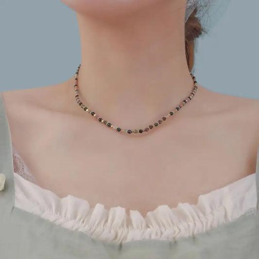 Crystal Alloy Choker TY84 - Black & Gold / One Size - Neck 