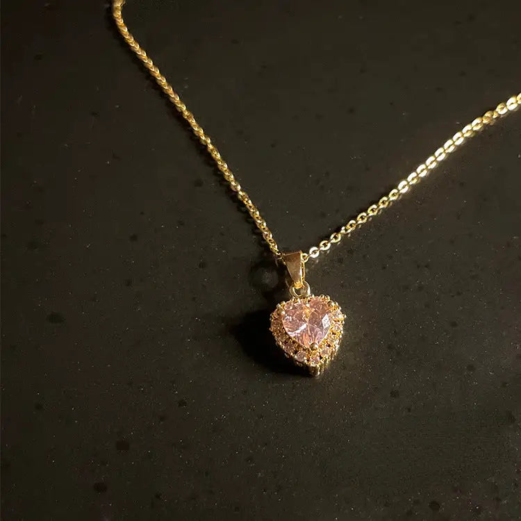 Cupid Necklace LIN29 - Pink heart