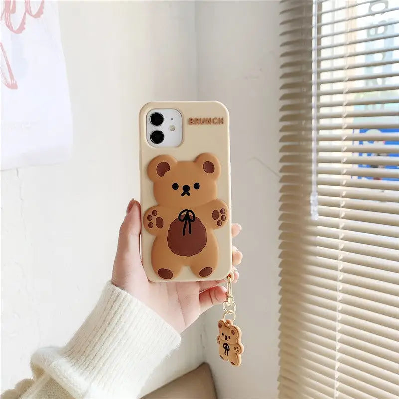 Cute Bear iPhone Case With Pendant BP192 - iphone case