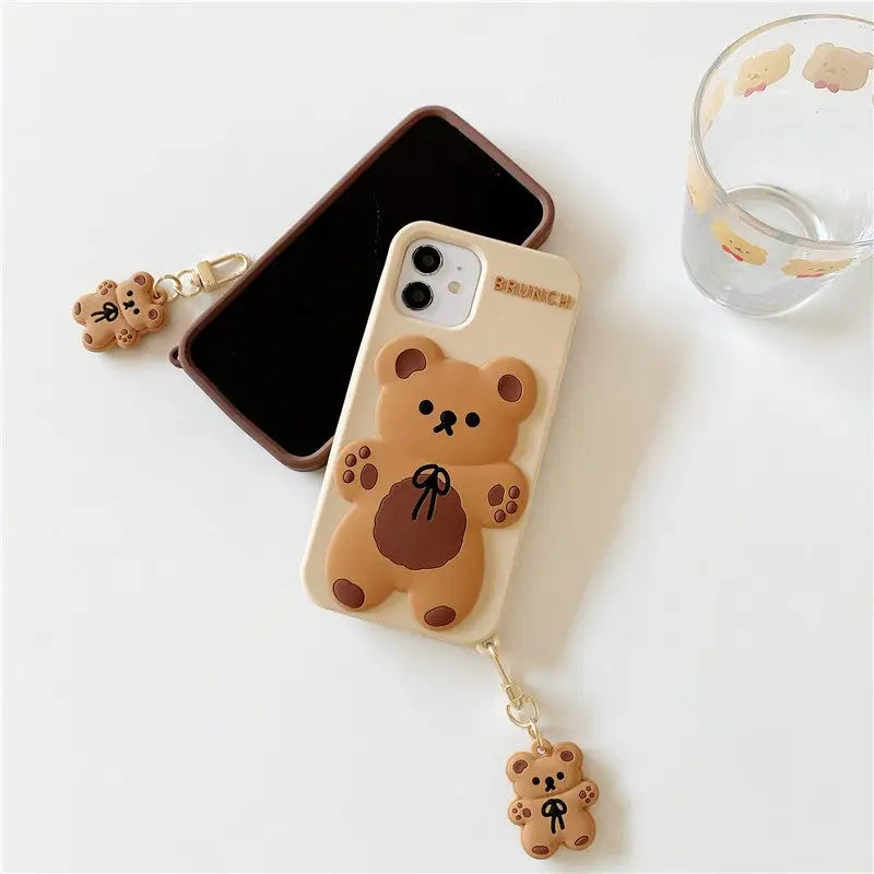 Cute Bear iPhone Case With Pendant BP192 - iphone case