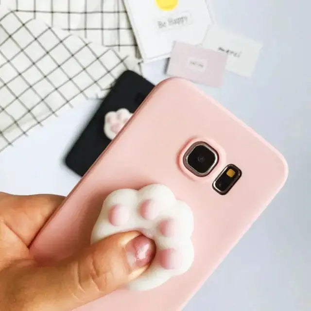 Cute Cat Paw Soft Phone Case For Samsung BC061 - A71 / Pink 