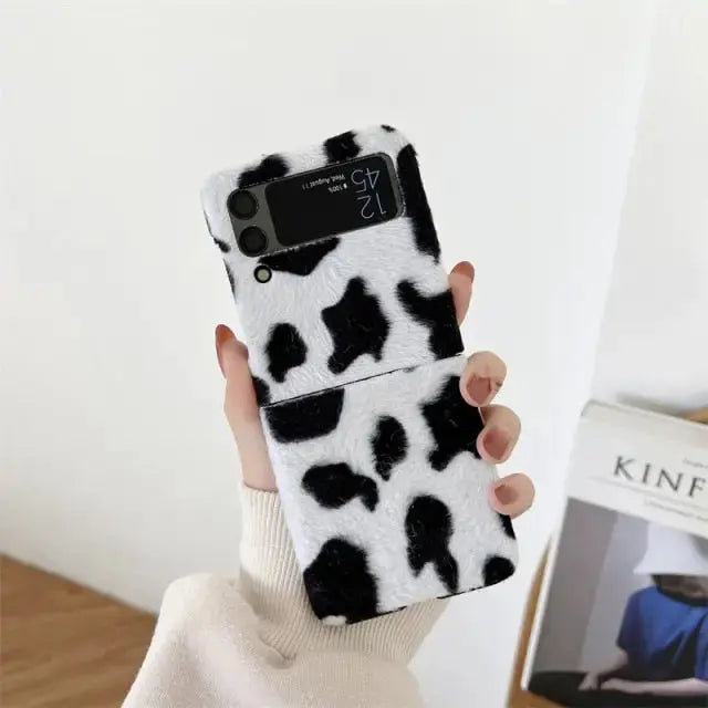 Cute Cow Pattern Chain Phone Case For Samsung Galaxy Z Flip 