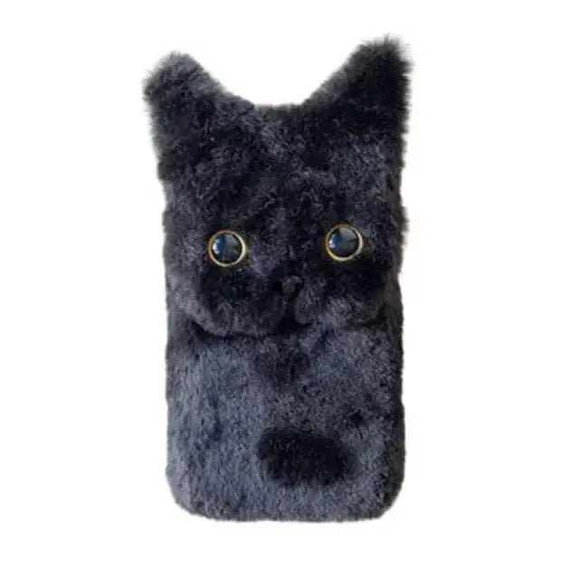 Cute Fluffy Plush Cat Phone Case For Samsung Galaxy W097 - 