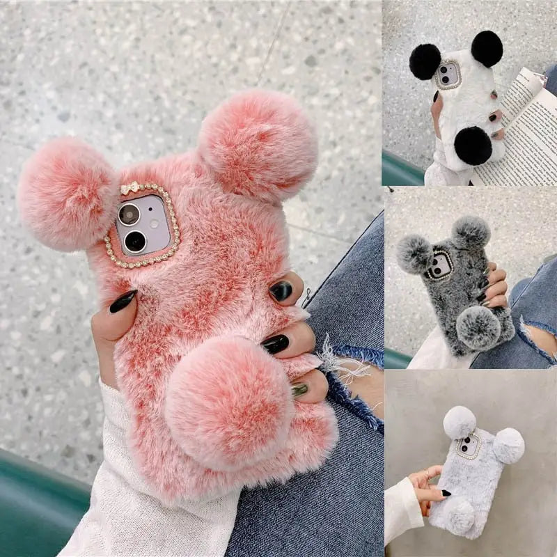 Cute Plush Furry Phone Case For Samsung Galaxy W004 - 