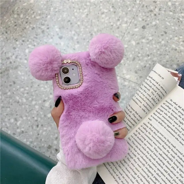Cute Plush Furry Phone Case For Samsung Galaxy W004 - For 