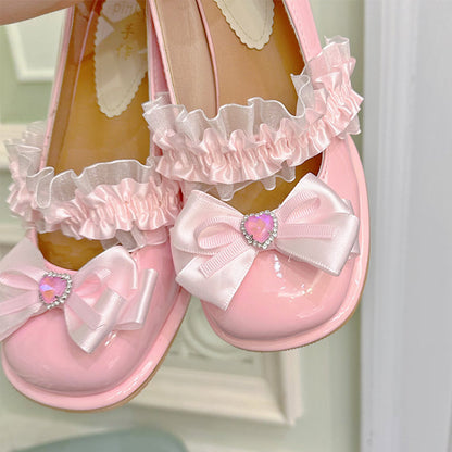 Sweet Peach Pink Bow Lace High Heels - Wonderland Case