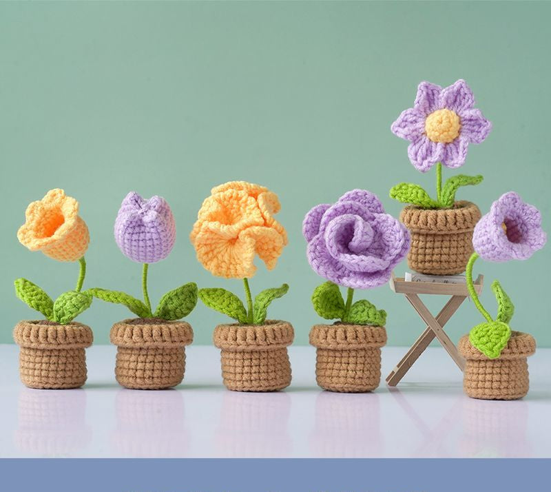 DIY Mini Woolen Flower Tulip Bouquets Potted Wonderland Case