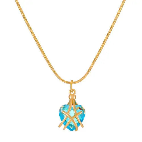 Diamond Castle Heart Necklace LIN47 - Blue