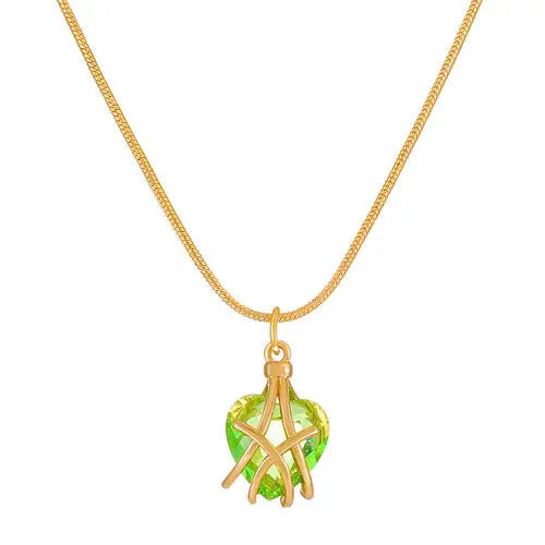 Diamond Castle Heart Necklace LIN47 - Green