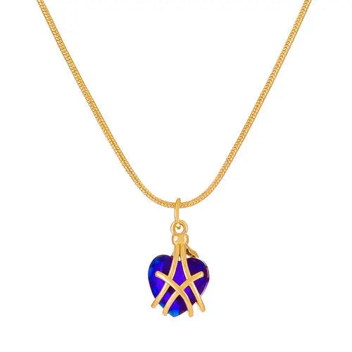 Diamond Castle Heart Necklace LIN47 - Sapphire Blue